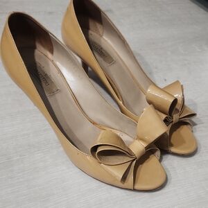 Valentino Women's Beige Peep-Toe Heels with Bow